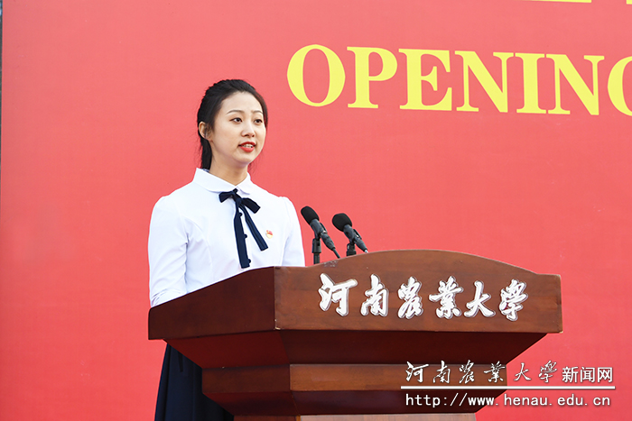 研究生新生代表，林学院林业专业学生张梦醒发言